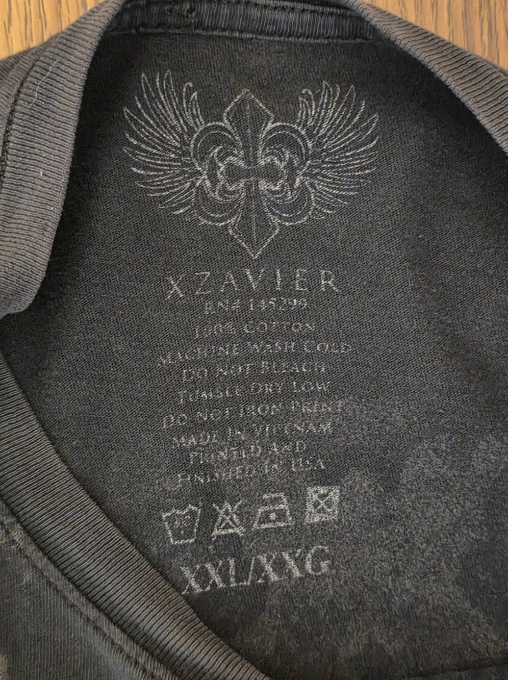 XZAVIER Mens XXL Black Winged Cross Graphic T Shirt Y2K Biker Tattoo Streetwear - Picture 4 of 8